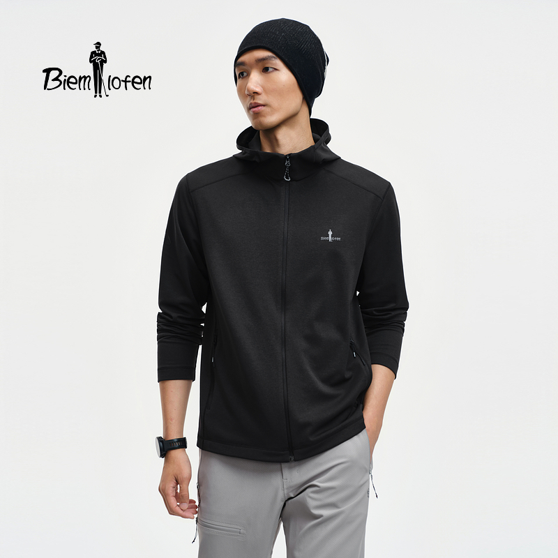 【马到成功】比音勒芬2026春季新款男士防晒速干连帽针织夹克外套
