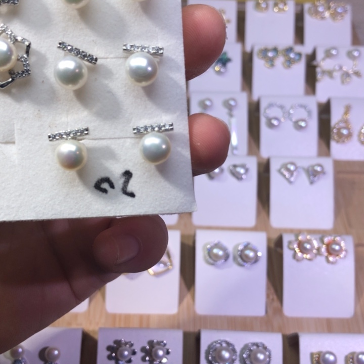 淡水珍珠耳饰银S925镶嵌