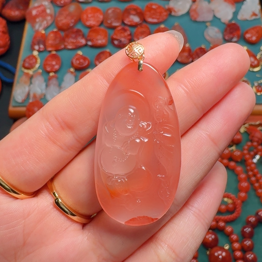 南红玛瑙南红18K金镶嵌