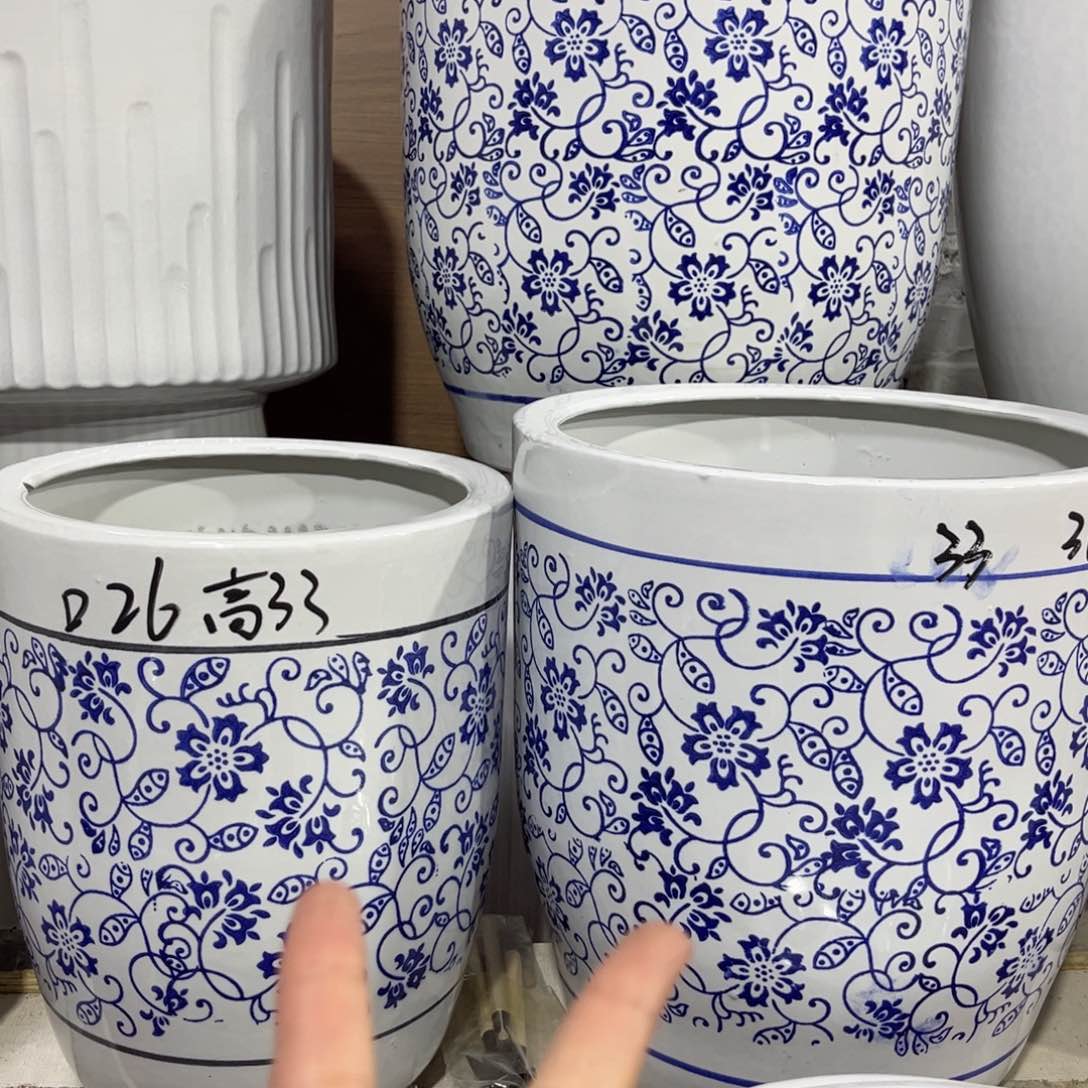 青花33口26口两个盆陶瓷花盆微瑕