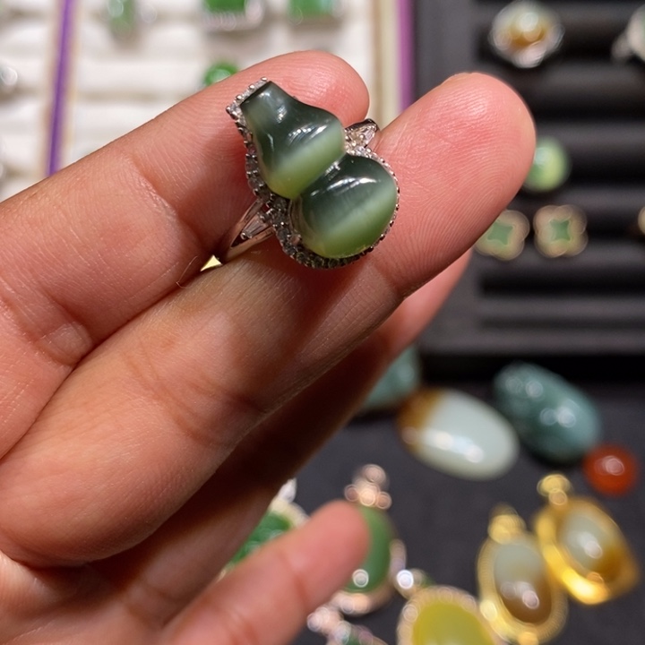 和田玉（碧玉）银S925镶嵌颈饰