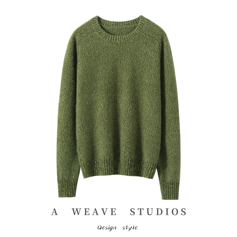 支持质检【100%山羊绒】女士圆领加厚花纱长袖简约套头针织羊绒衫