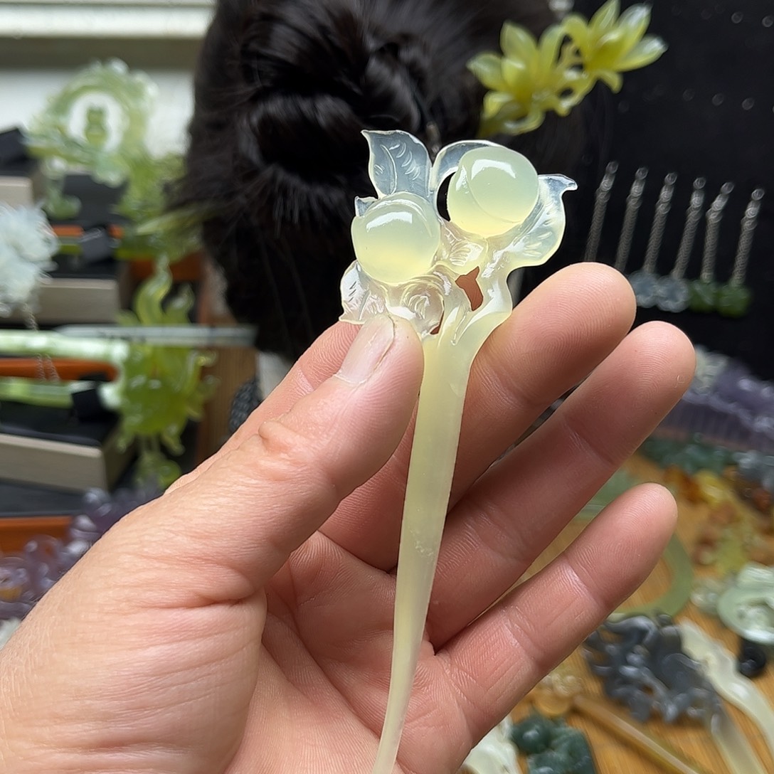 非金属天然岫玉发簪