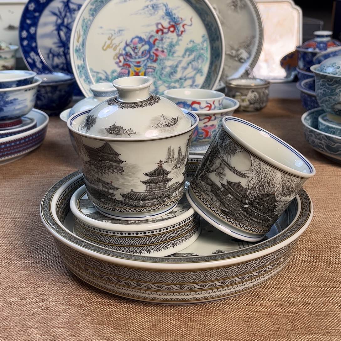 高温釉下彩茶具套组