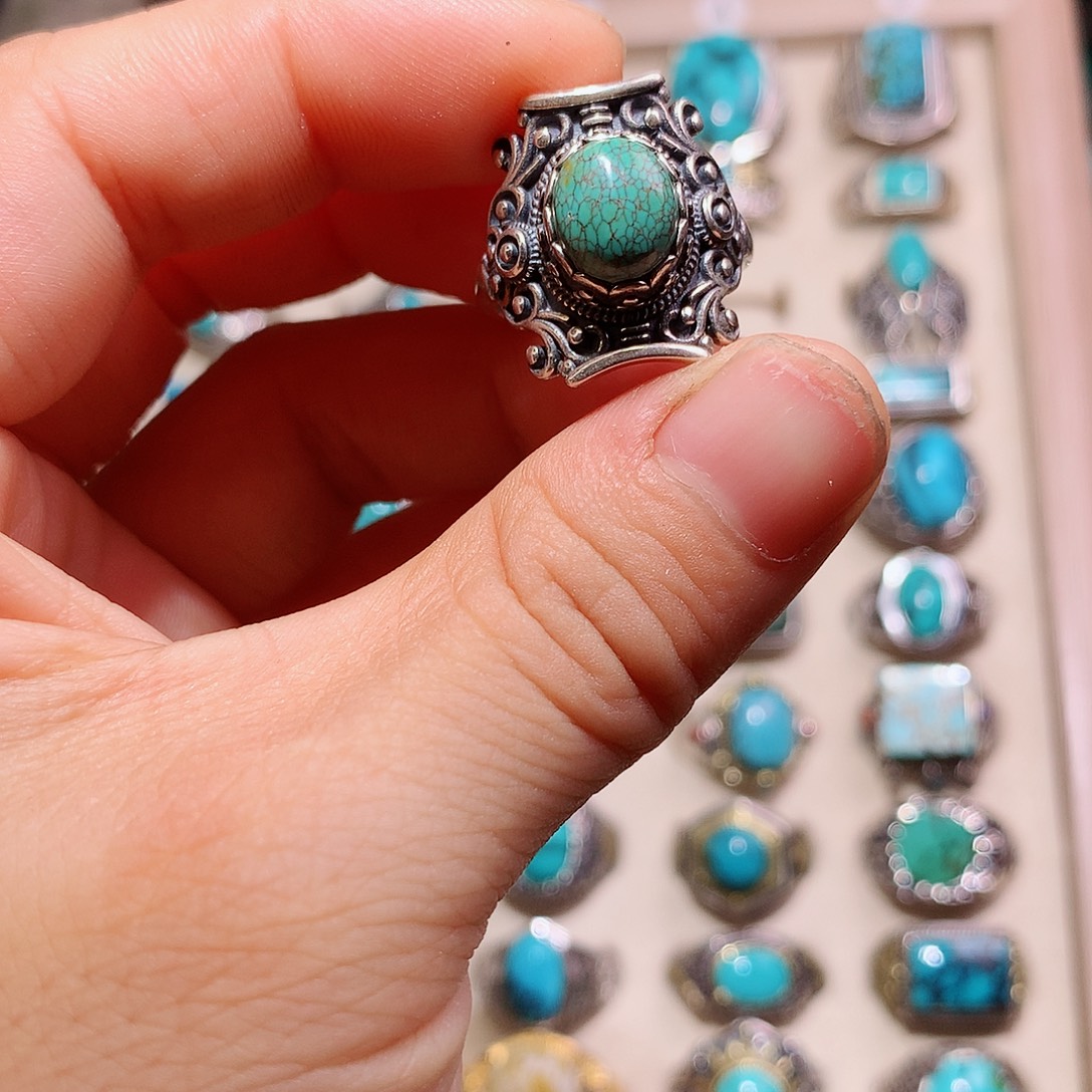 银S925镶嵌绿松石挂件