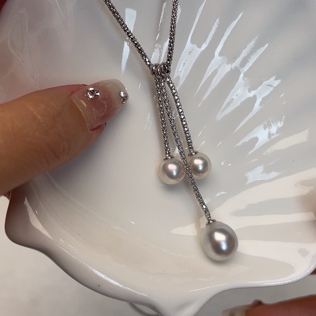 银S925镶嵌项链海水珍珠