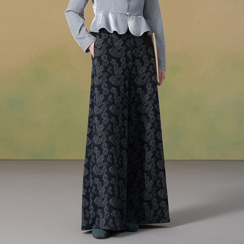 生活在左2025秋季新品提花直筒宽松显瘦阔腿裤子女1953338