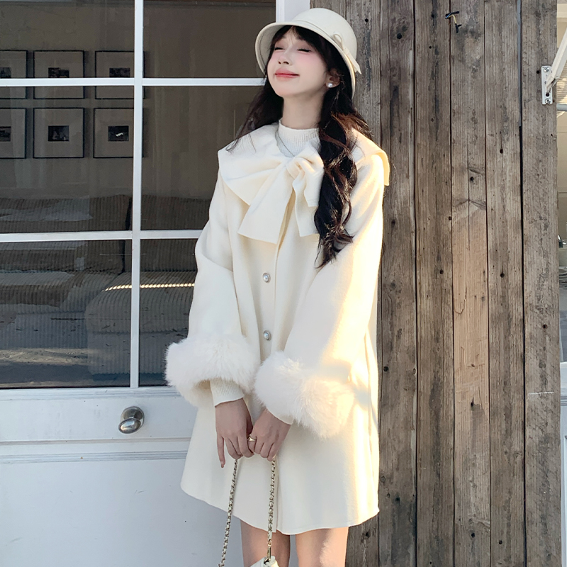 法式甜美娃娃领蝴蝶结外套女2024秋季设计感洋气百搭宽松