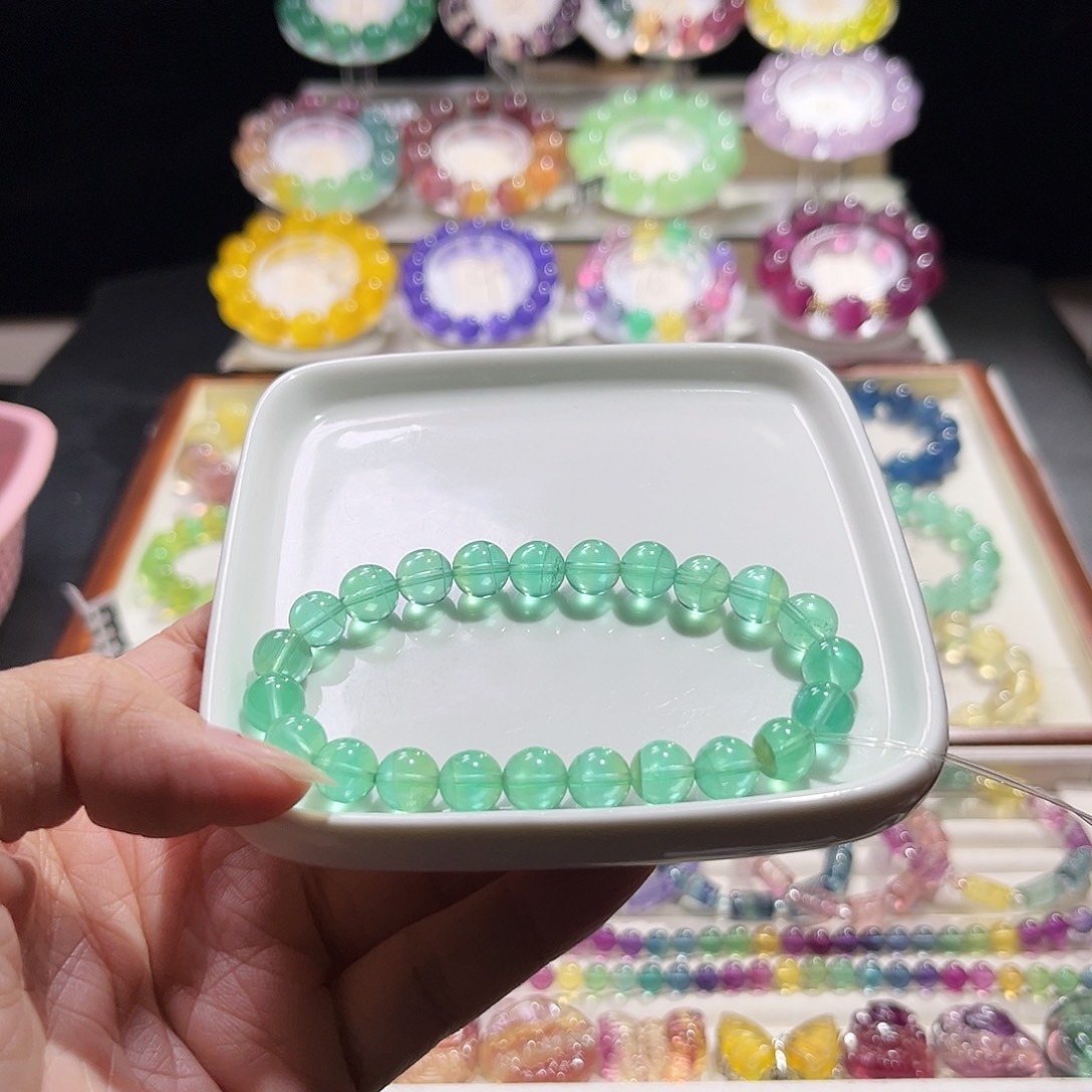 未镶嵌萤石手串荧光绿8加