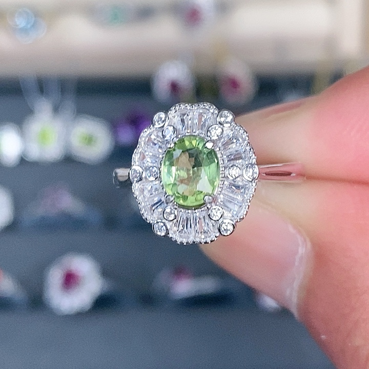 碧玺戒指银S925镶嵌戒指