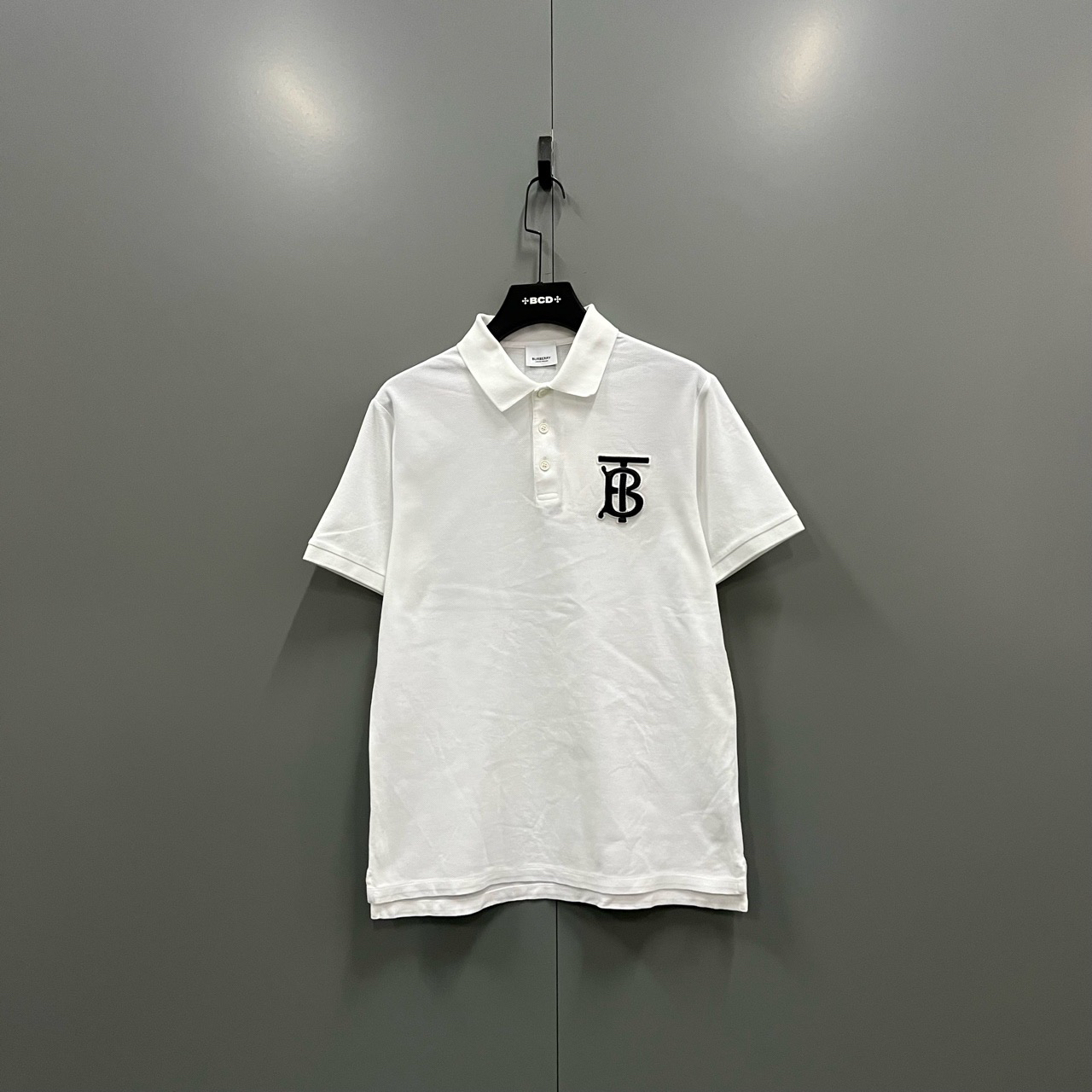 95新 BURBERRY/博柏利 白色TB刺绣polo衫 XS码/bc008280