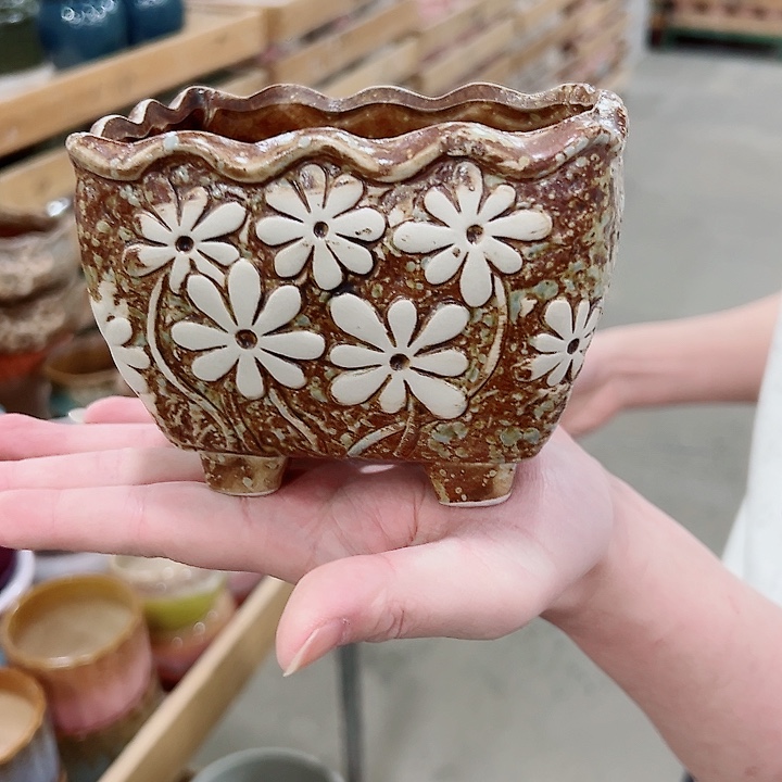 有孔.凑满10元发货多肉陶瓷花盆！