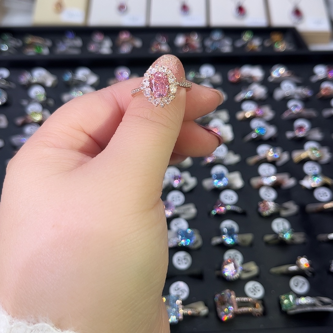 莫桑石非金属SM K枚椭圆鸽子蛋粉冰花-11.5