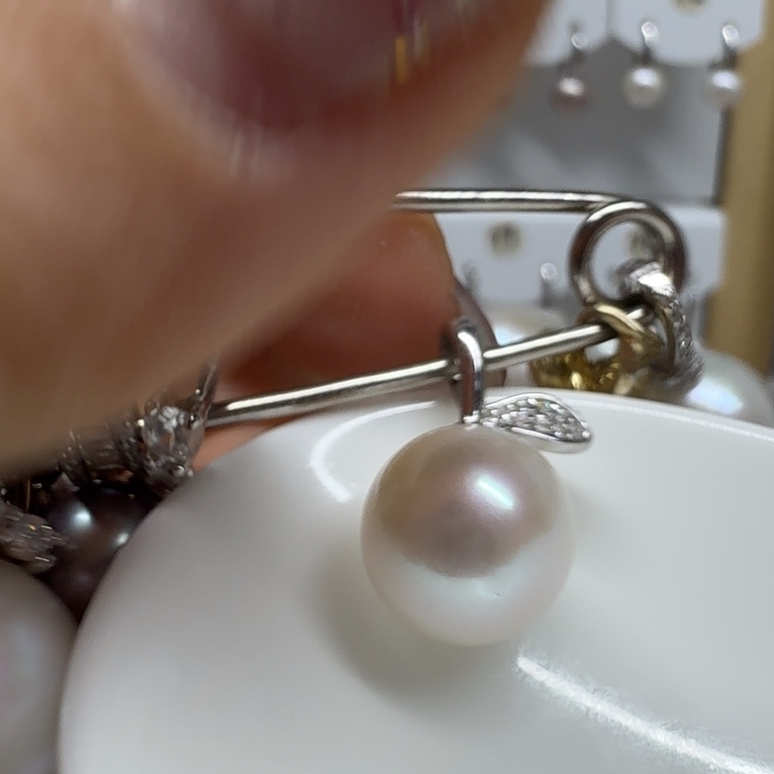F***.淡水珍珠耳饰银S925镶嵌珍珠11.2