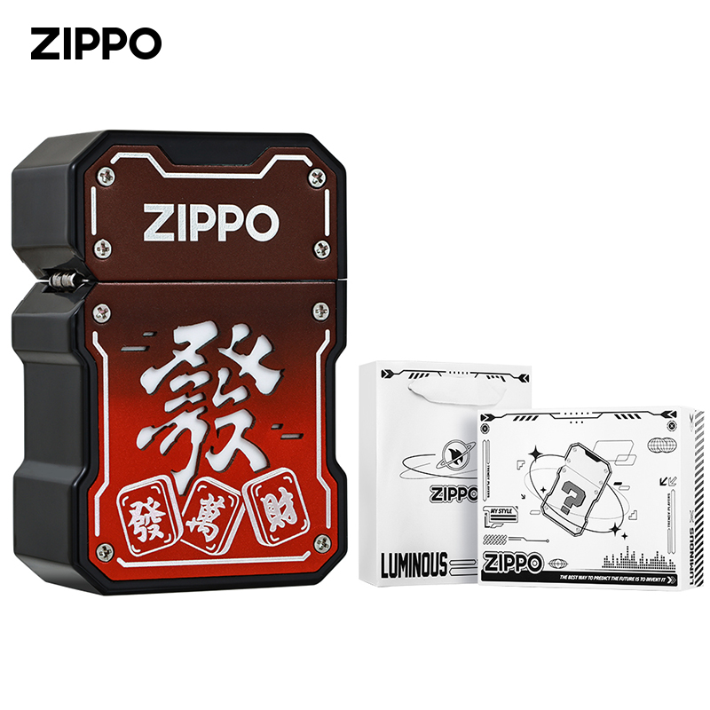Zippo正品打火机招财进宝开盖即亮发光爆款防风春季上新DY9914TP