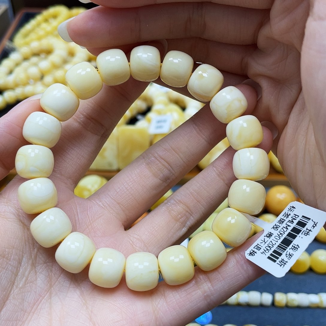 蜜蜡裸石未镶嵌老型手串12mm