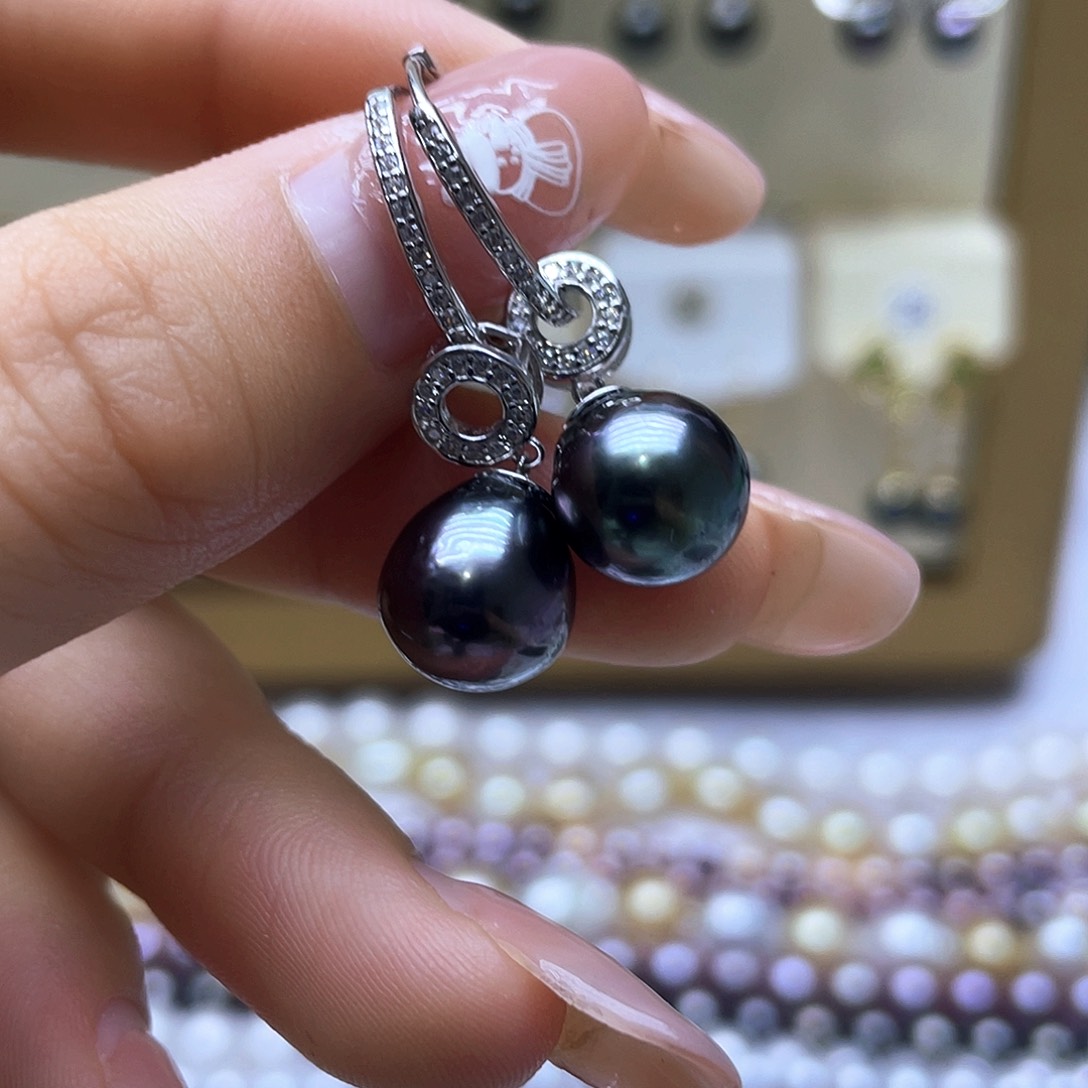 海水珍珠耳饰银S925镶嵌