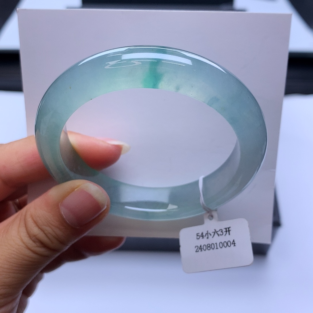 未镶嵌手镯翡翠54冰蓝绿正圈（具体价格咨询客服）