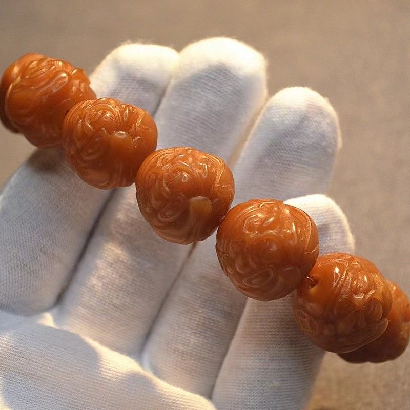 天然风化菩提根财神雕刻件卡21MM大尺寸手串