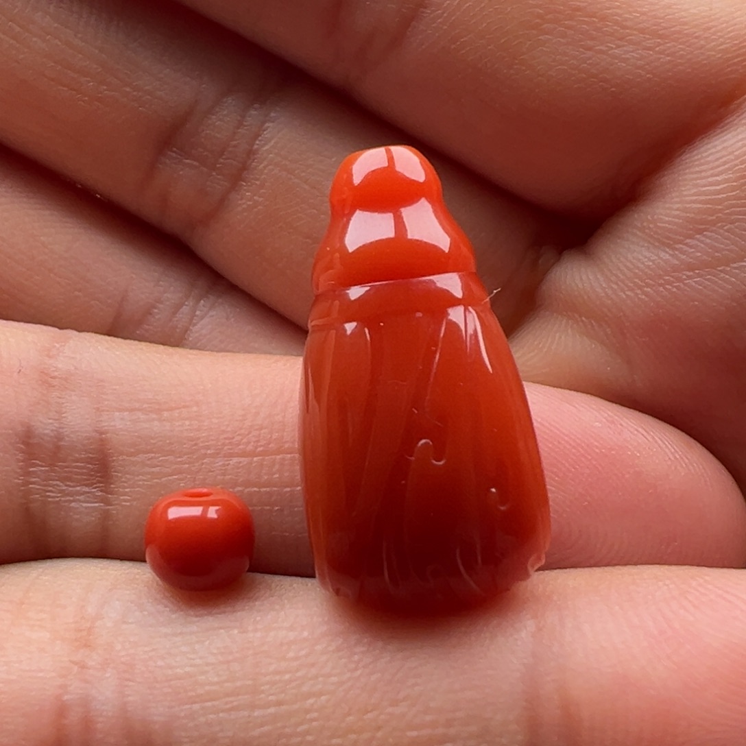 南红玛瑙三通12.6未镶嵌翱*