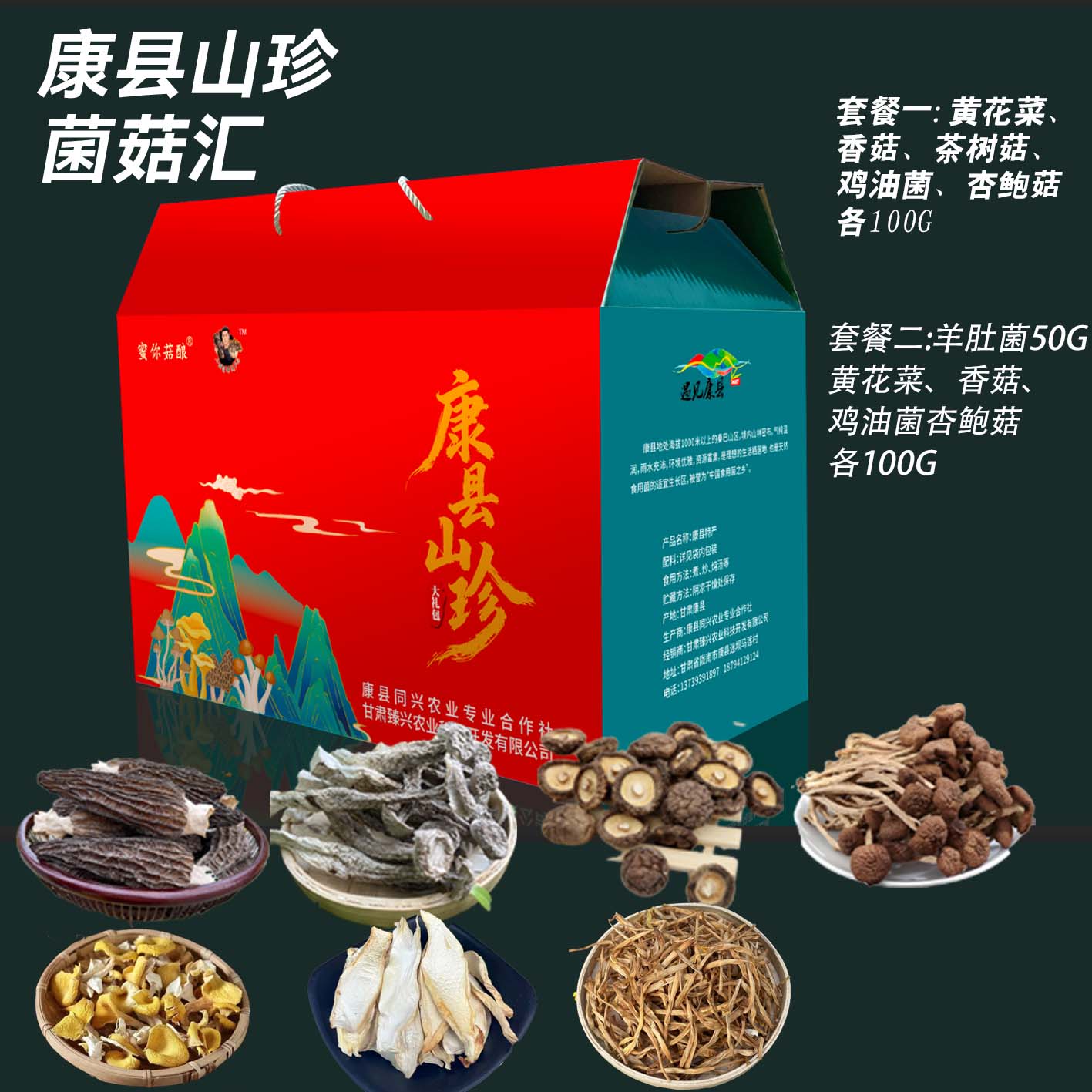 甘肃康县特产山珍菌菇礼盒年货送礼野生菌类干货汤料