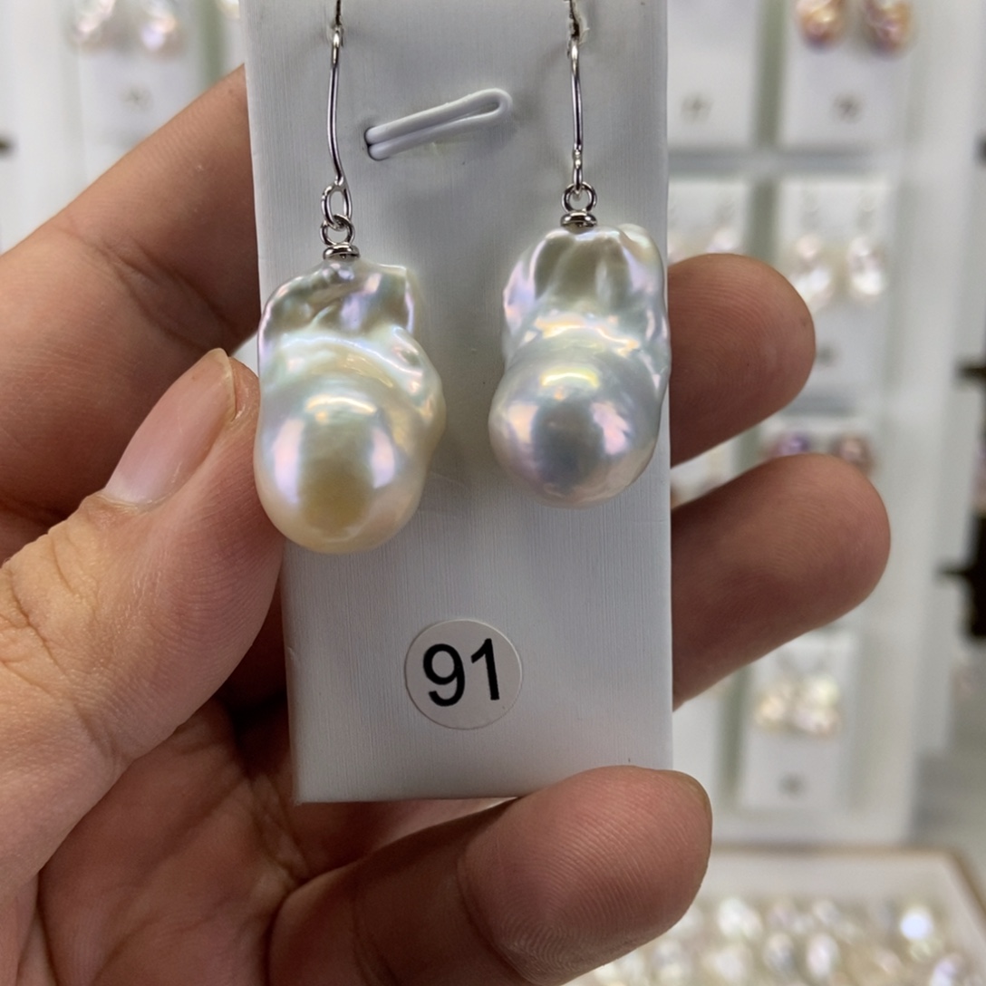 淡水珍珠耳饰银S925镶嵌