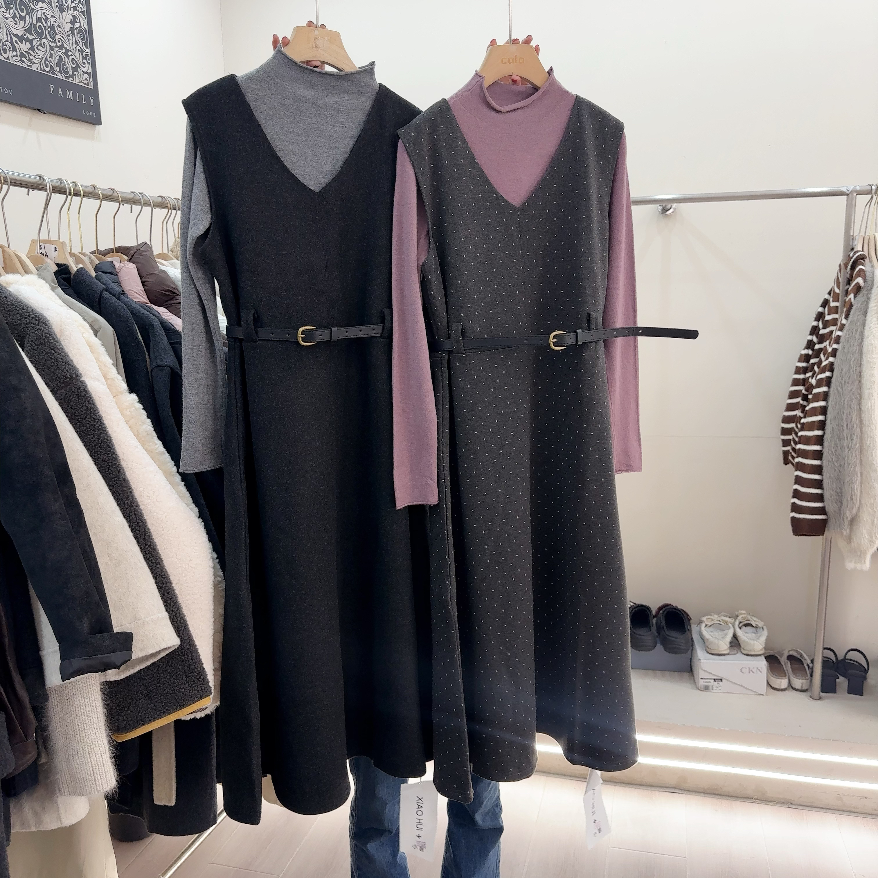 6619冬季复古气质两件套裙