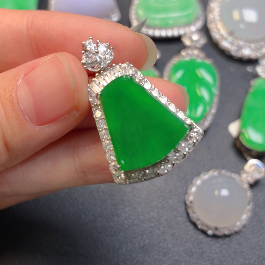 翡翠银S925镶嵌吊坠(不含链)