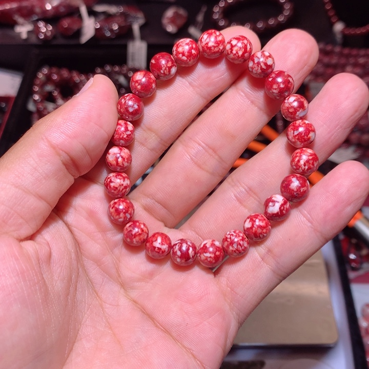 天然辰砂原矿手串卡8