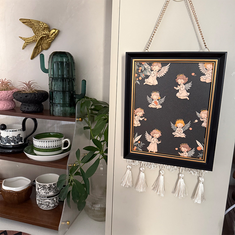 黑夜里的天使法式复古趣味创意插画流苏挂画小众向往光已申请版权