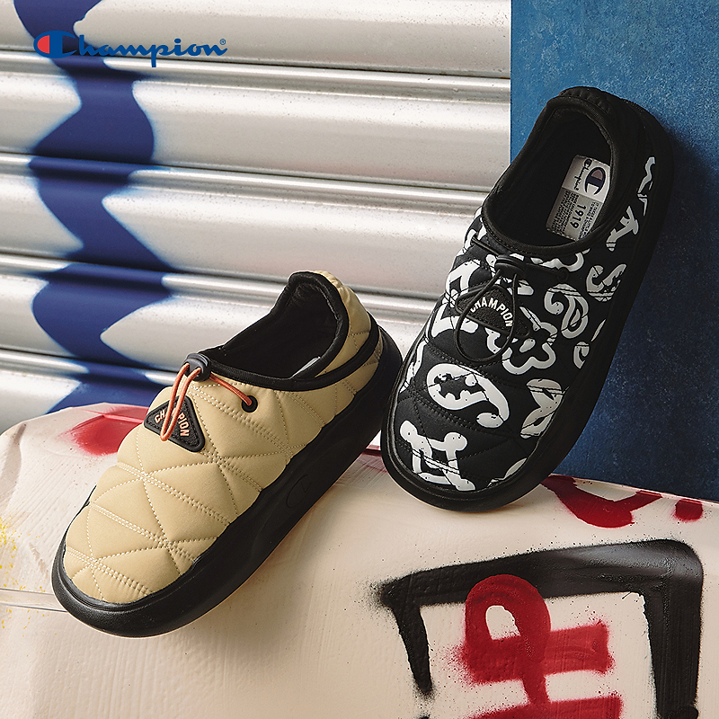 Champion冠军25秋冬新款菠萝拖女全包厚底低帮棉拖鞋男U5CFCSM60 