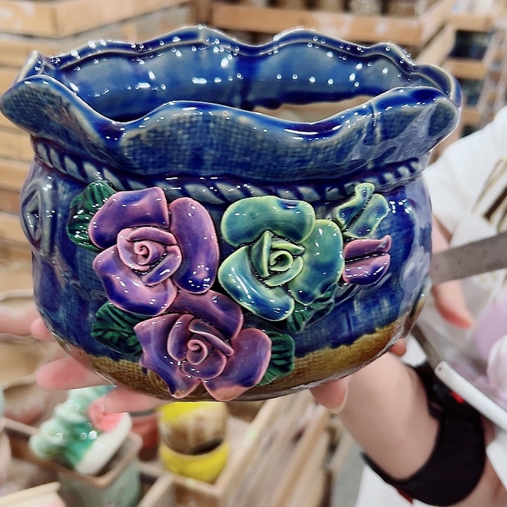 有孔.凑满10元发货多肉陶瓷花盆！