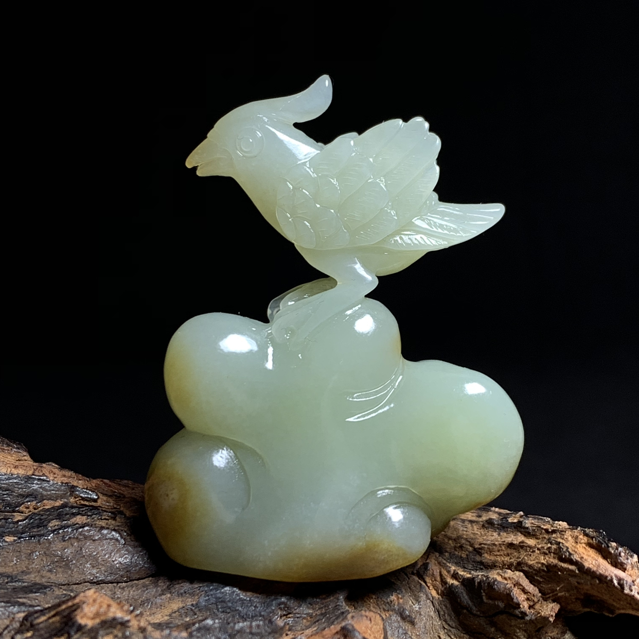 天然新疆和田玉富贵吉祥鸟小摆件尺寸50*37*13重量28克