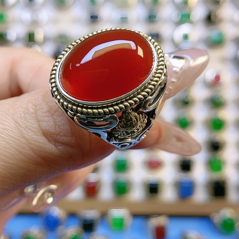 【闪购商品】玛瑙/玉髓戒指银S925镶嵌