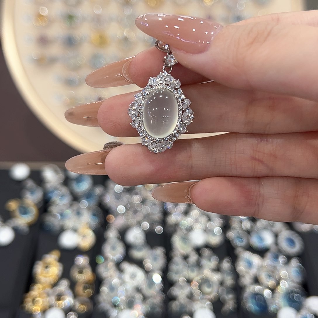 蛇纹石玉银S925镶嵌戒指相**豆