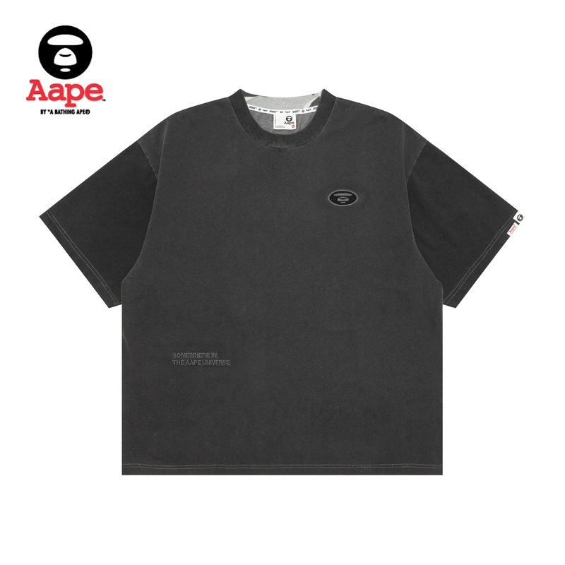 Aape旗舰店男装春夏迷彩拼接复古水洗做旧短袖T恤1666XAO
