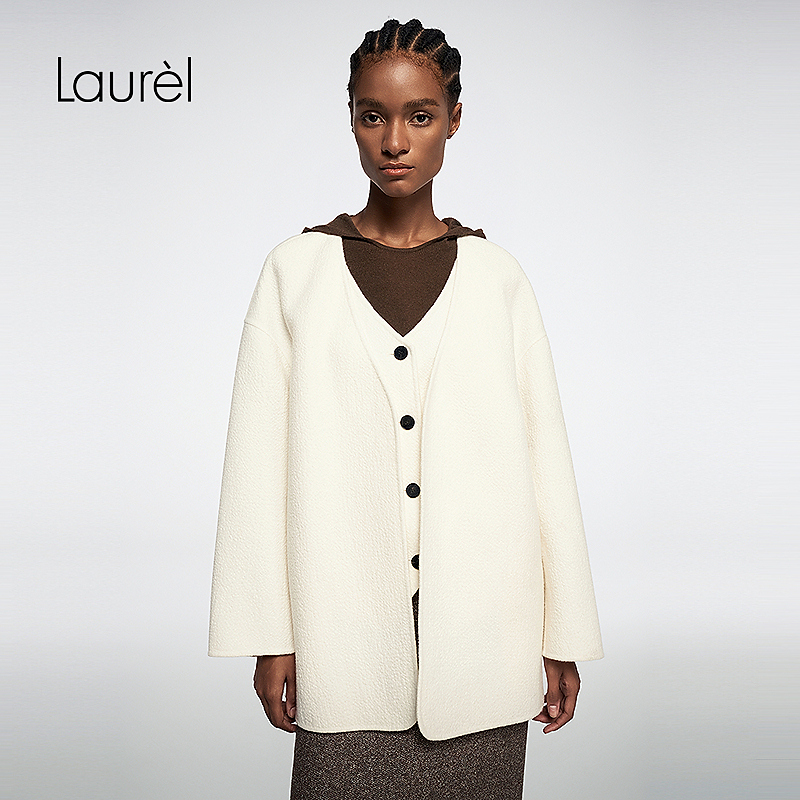 【明星朱珠同款】Laurel劳芮25秋新款假两件双面呢大衣LWL363D02000