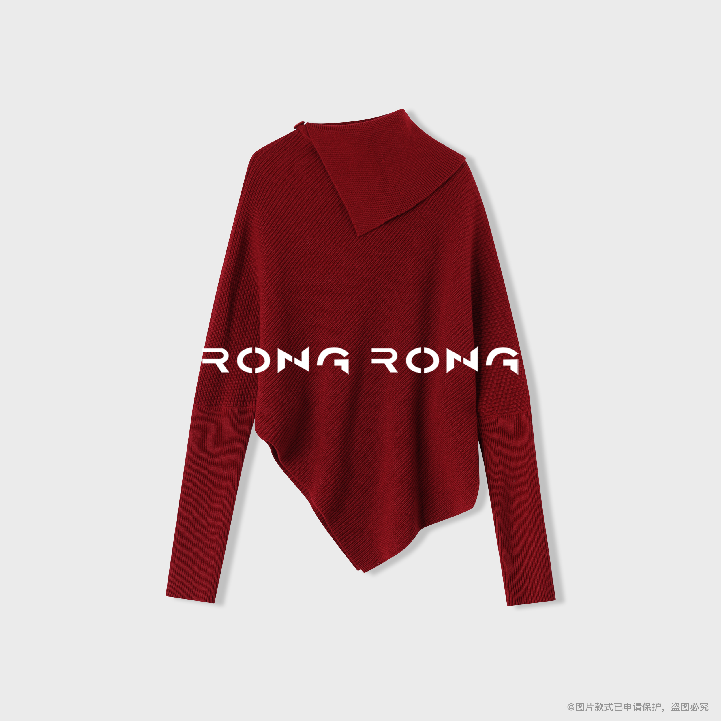 溶溶【随性精致】RONGRONG 羊毛混纺不规则翻领软糯羊毛衫2505K711