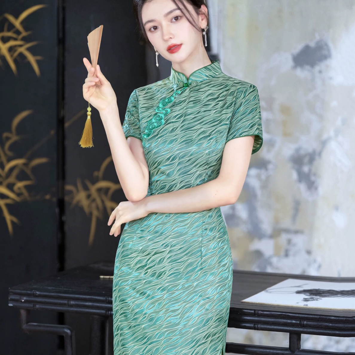 包臀裙短裙日常斜襟复古风旗袍显瘦修身复古气质短款