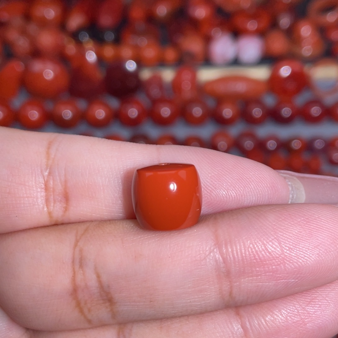 南红玛瑙未镶嵌瓦西柿子红满色满肉直切卡11.9×10.8