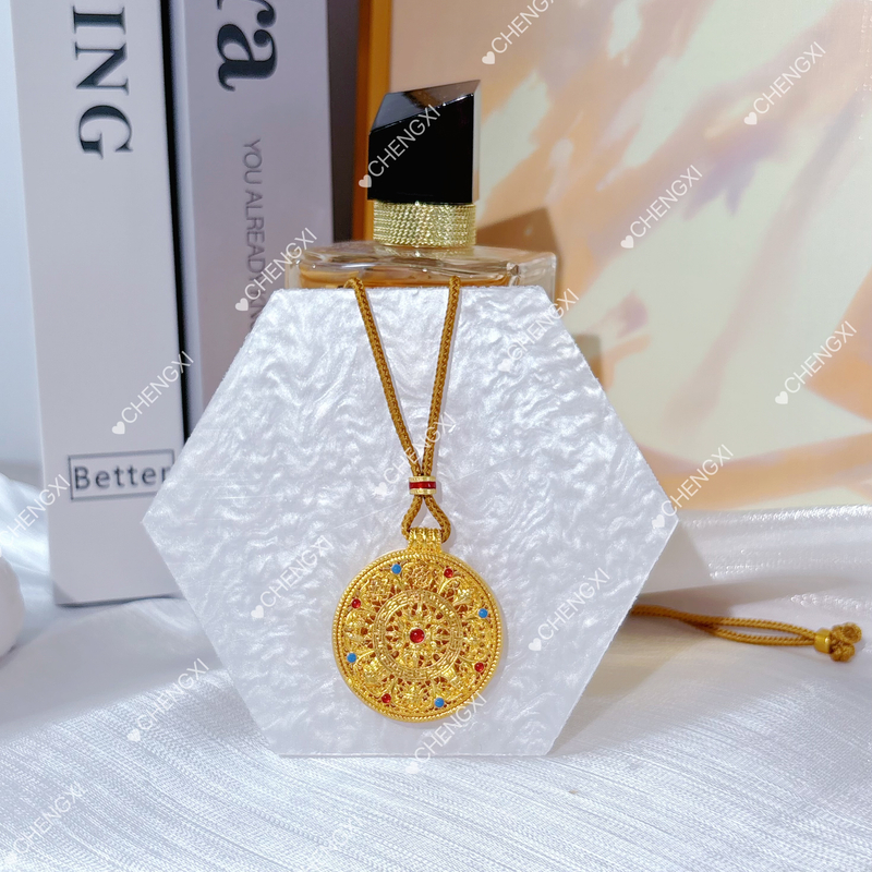 吊坠足银 足银镀金【珐琅八宝罗盘】新中式双经典承八宝罗盘