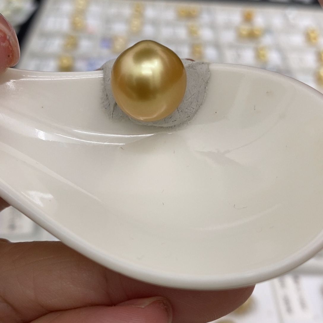 海水珍珠裸珠未镶嵌金珠13.2