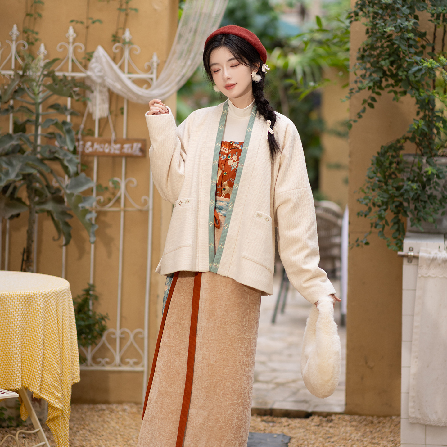 池夏【万物有灵:雪传春信】宋制短袄主腰两片裙原创改良汉服 秋冬