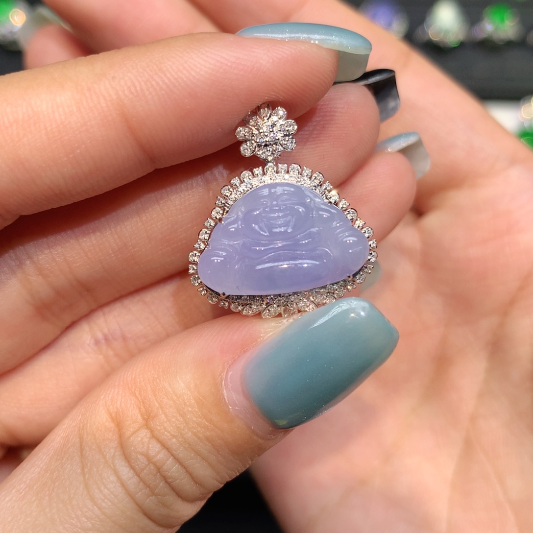 翡翠18K金镶嵌吊坠(不含链)