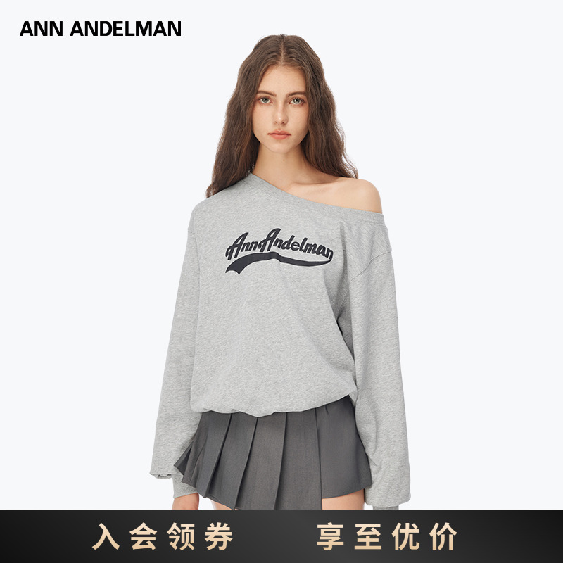 ANN ANDELMAN【商城同款新品】25秋 字母印花宽松露肩卫衣