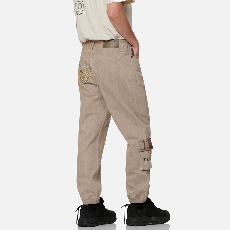 EVISU 秋冬男士拼贴束脚裤工装裤子宽松休闲长裤2EAGNM2JO202FFDN