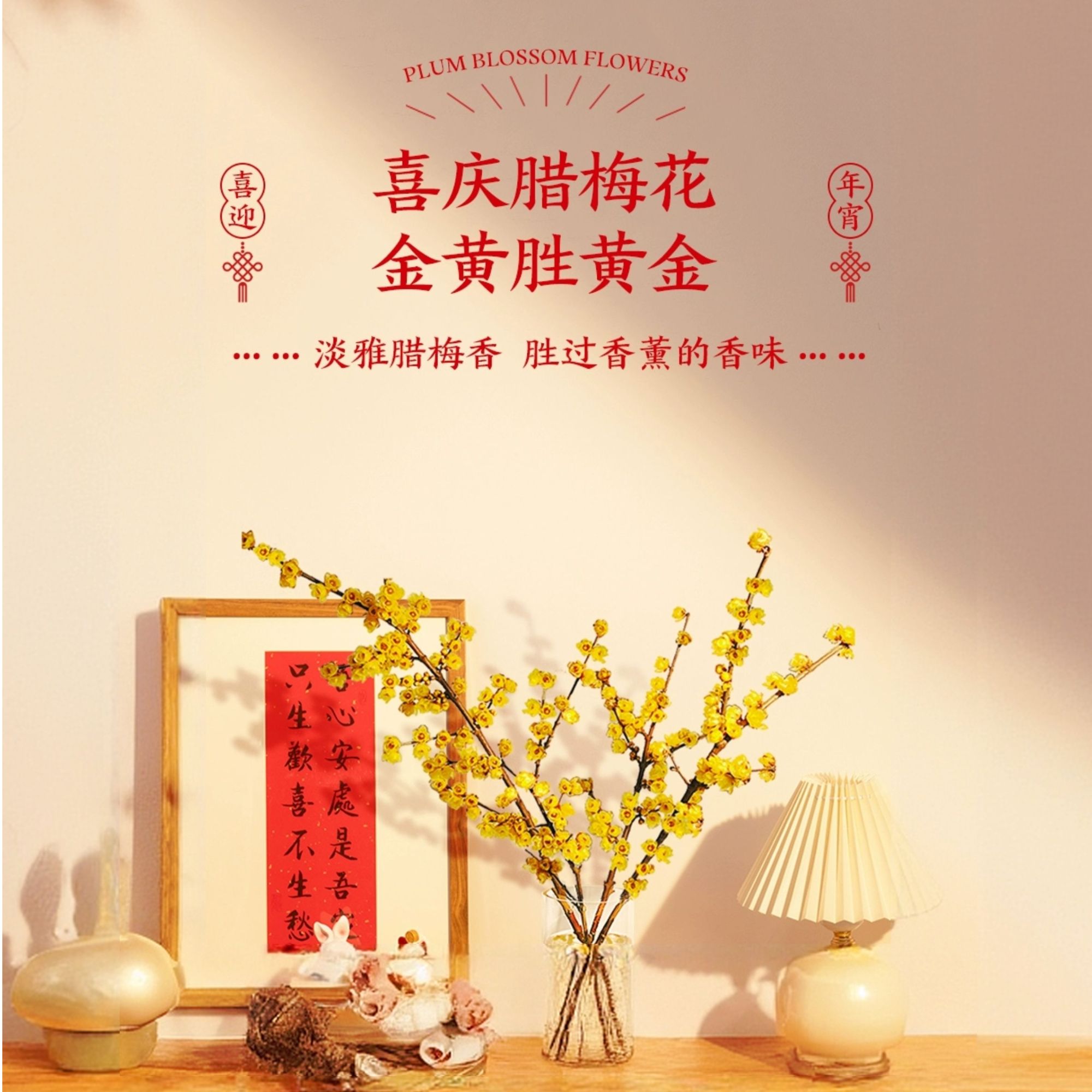 1号腊梅鲜花年宵花水养鲜切花干枝腊梅花卉水培植物花束客厅卧室
