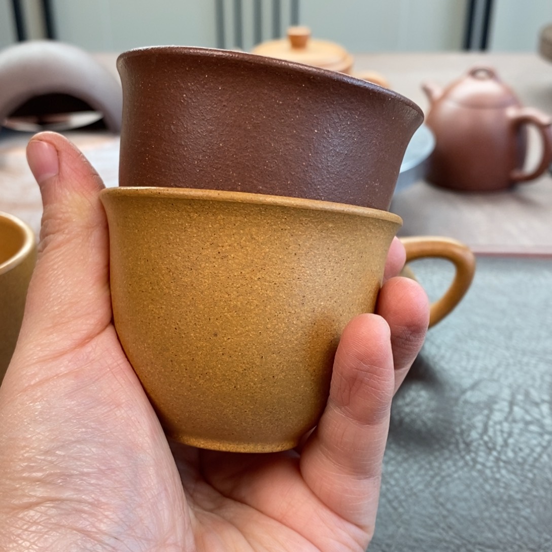 紫砂茶壶微瑕铃铛杯100cc2个（一个紫泥一个段泥）