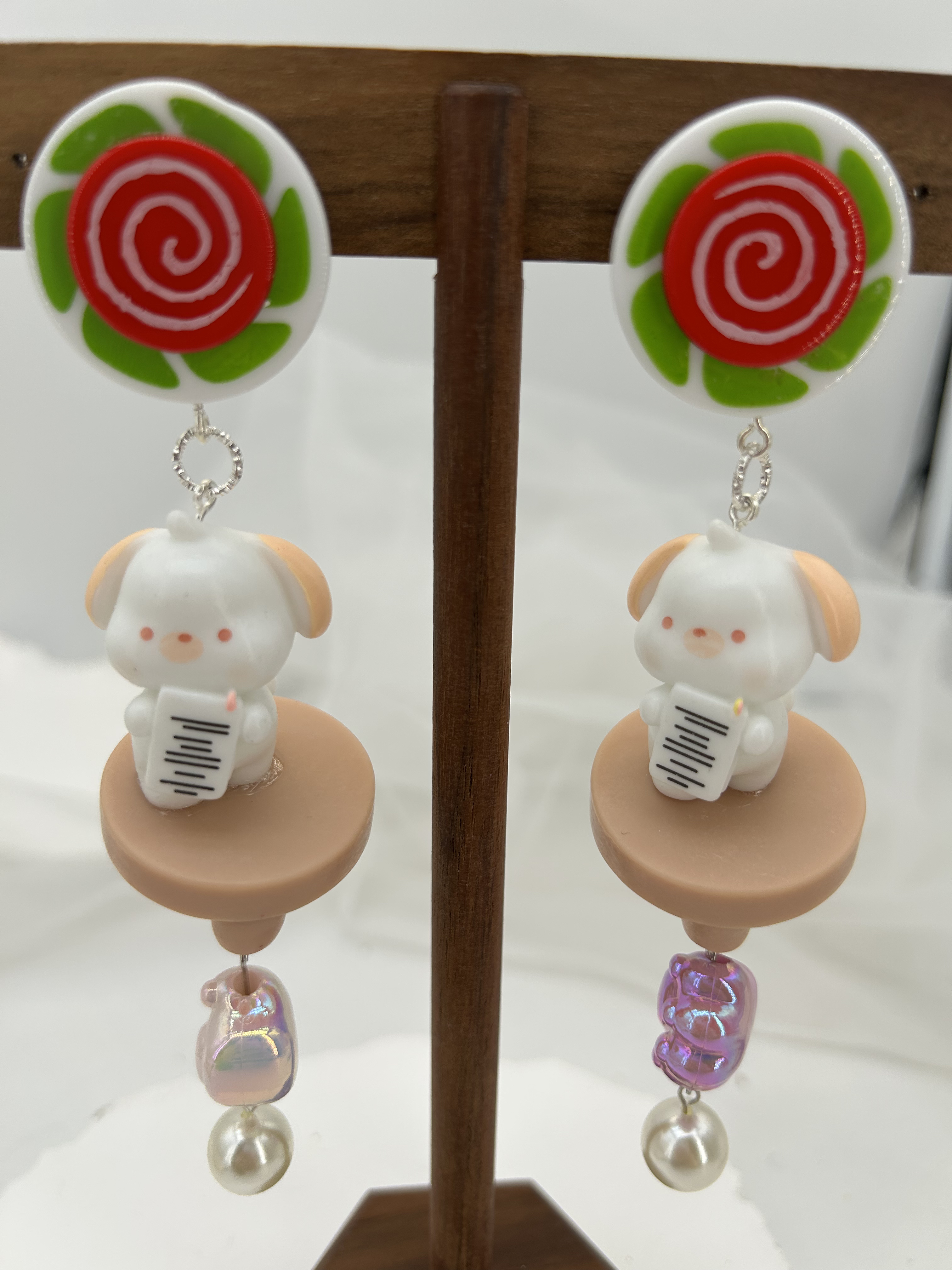 非金属树脂耳饰 百搭可爱小狗小众设计耳环耳钉耳夹