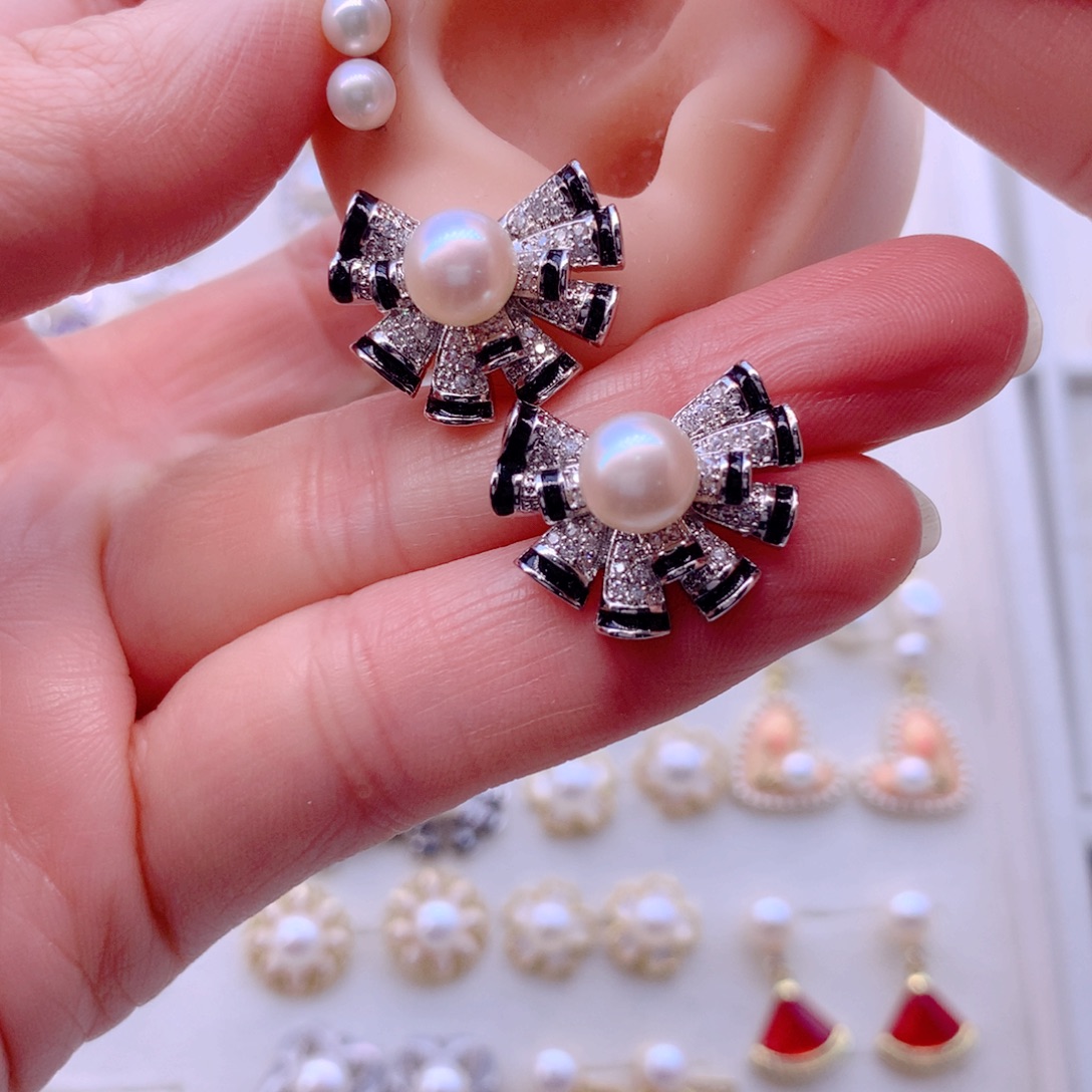 耳饰合金淡水珍珠